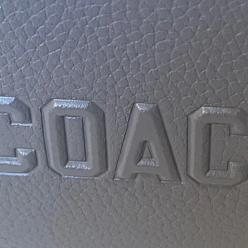 Coach Slim Billfold Wallet Charcoal Gray Graphic Pebbled Leather Mens CZ062